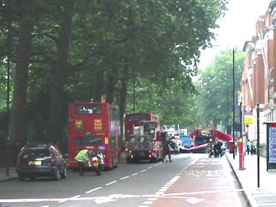Remains of bus at Russell Square